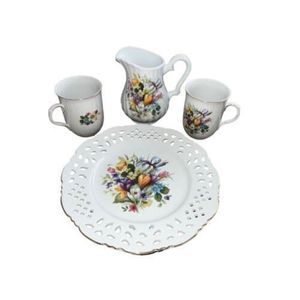 Formalities by Baum Bros Tea Set With Reticulated Plate